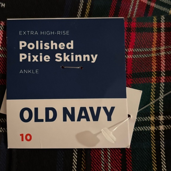 Old Navy Extra High Rise Polished Pixie Skinny pants Christmas Holiday Plaid - Picture 4 of 4